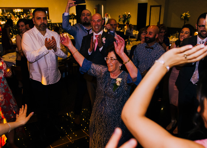 Guests dancing and enjoying a wedding reception
