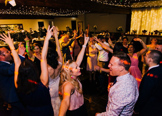 Guests dancing and enjoying a wedding reception