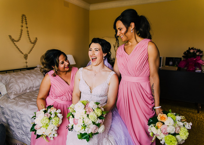 A bride and two bridesmaids