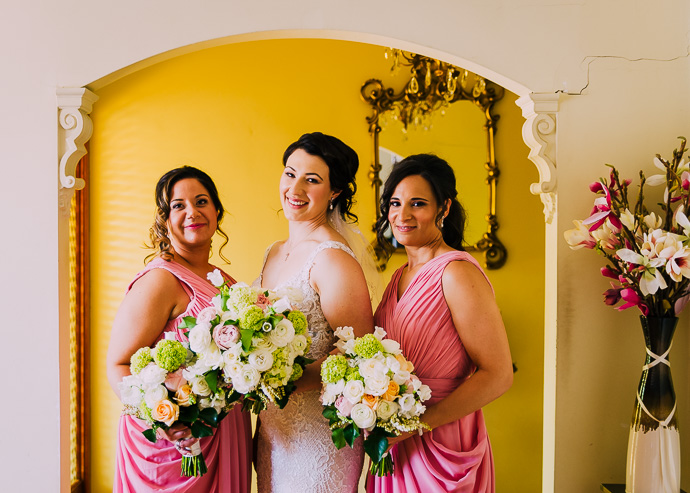 A bride and her two bridesmaids
