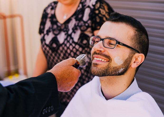 A man being shaved
