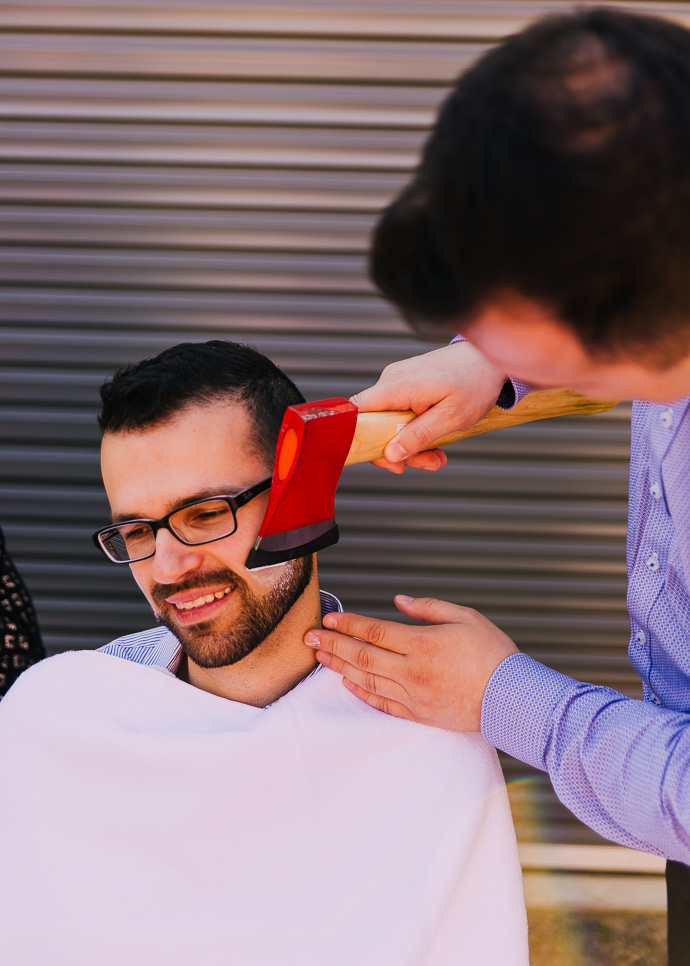 A man being shaved