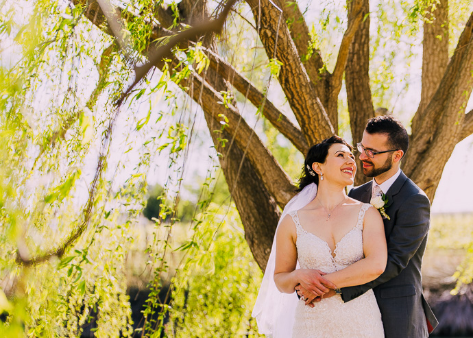 A bride and groom at a winery wedding at Witchmount Estate