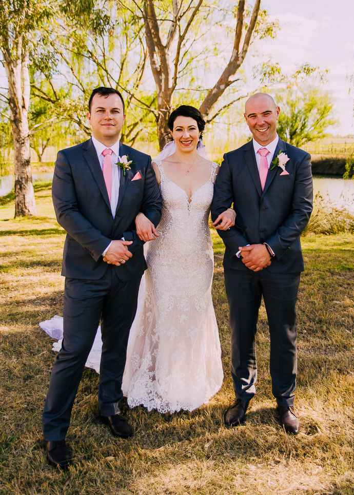 A bride and groom at a winery wedding at Witchmount Estate
