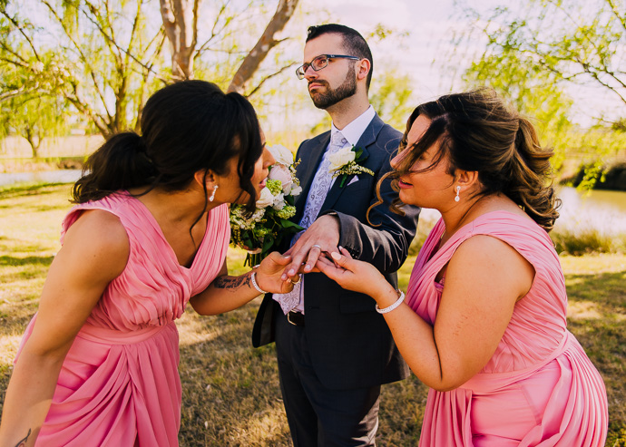 A bride and groom at a winery wedding at Witchmount Estate