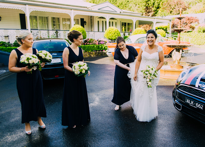 A bride and bridesmaids