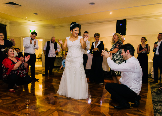 Guests celebrating at a wedding reception