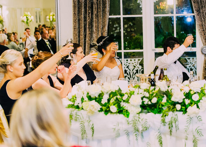 Guests celebrating at a wedding reception