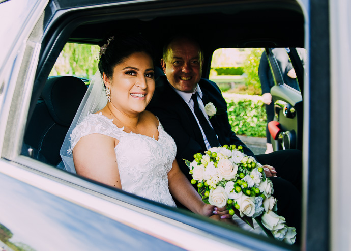 A bride smiling