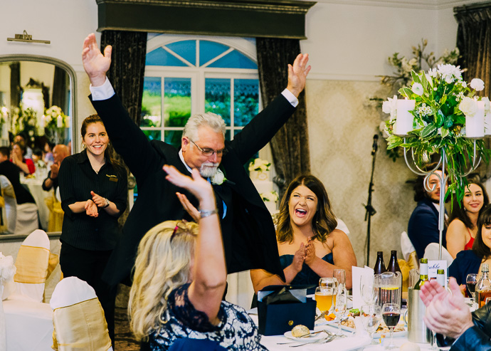 Guests celebrating at a wedding reception