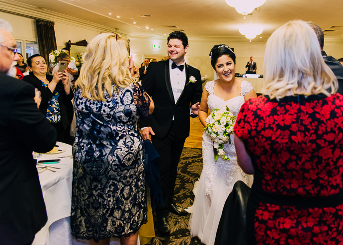 Guests celebrating at a wedding reception