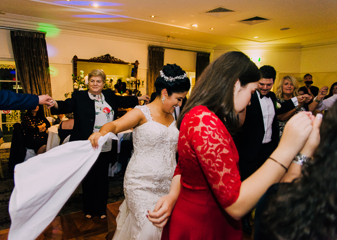 Guests celebrating at a wedding reception