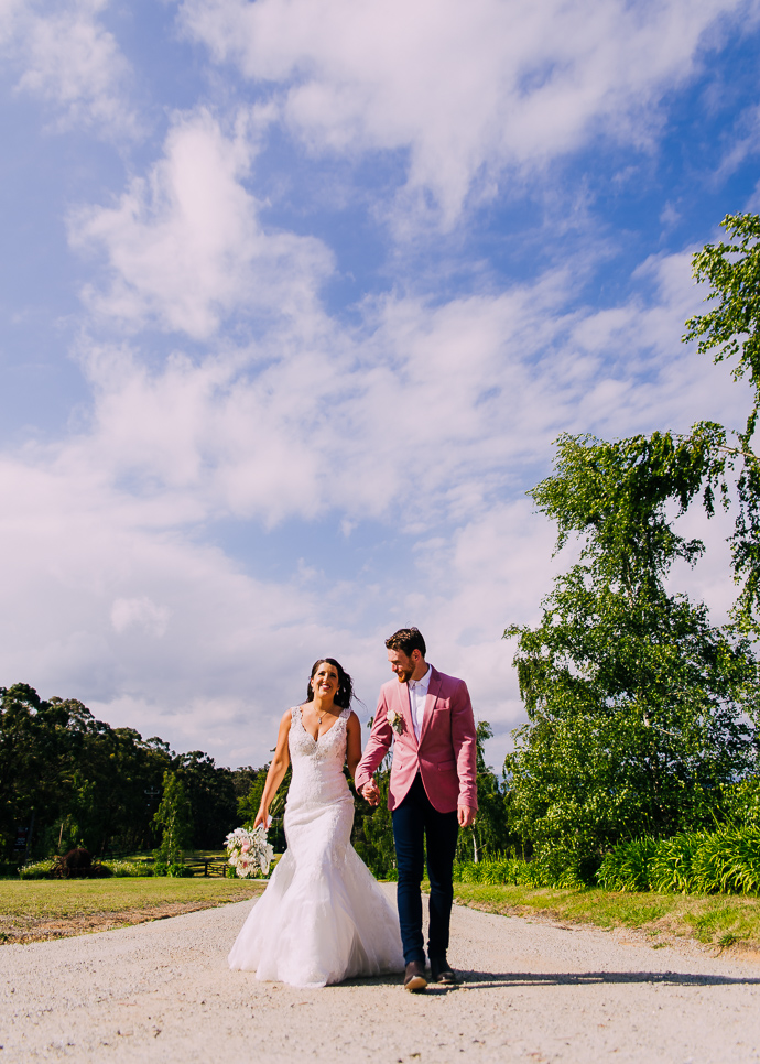 Portrait of a bride and groom at Forest Edge in Gembrook