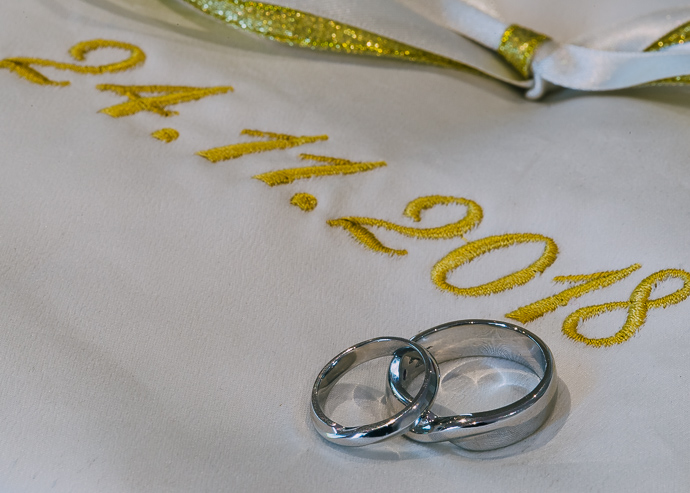 Wedding rings on a pillow