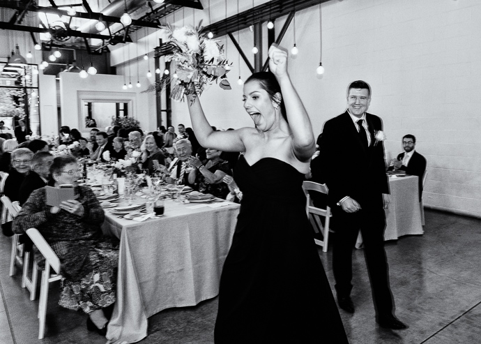 Guests joining a wedding reception