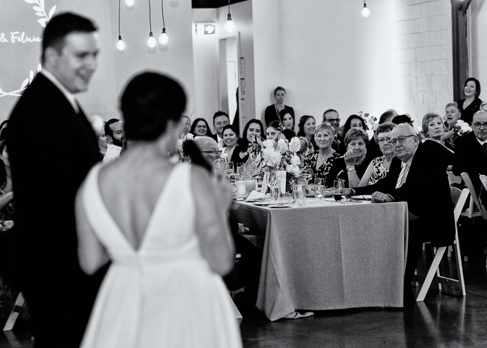 Bride and groom giving a wedding speech at Two Ton Max