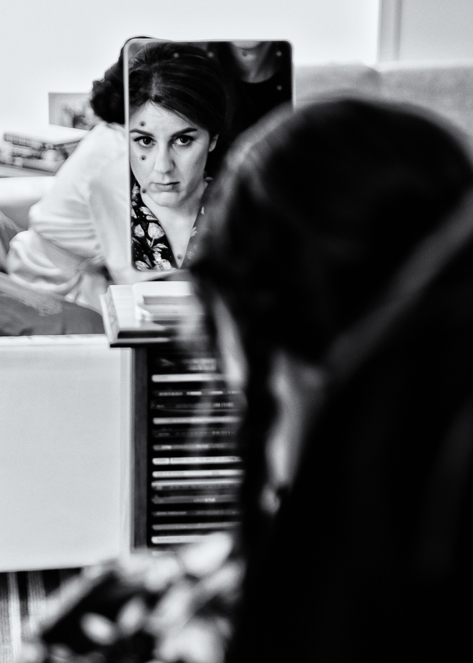 A woman in a mirror