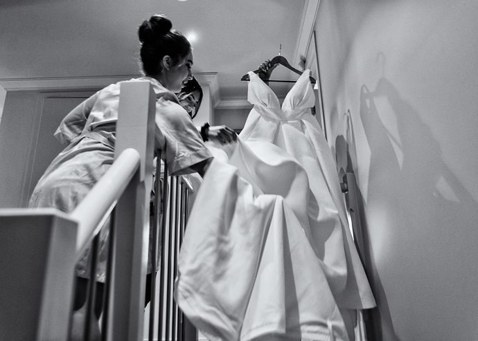 Bridesmaids preparing for a wedding