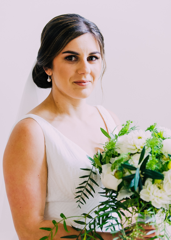 A bride holding flowers