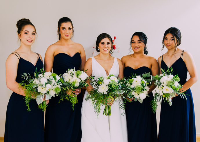 A bride and four bridesmaids