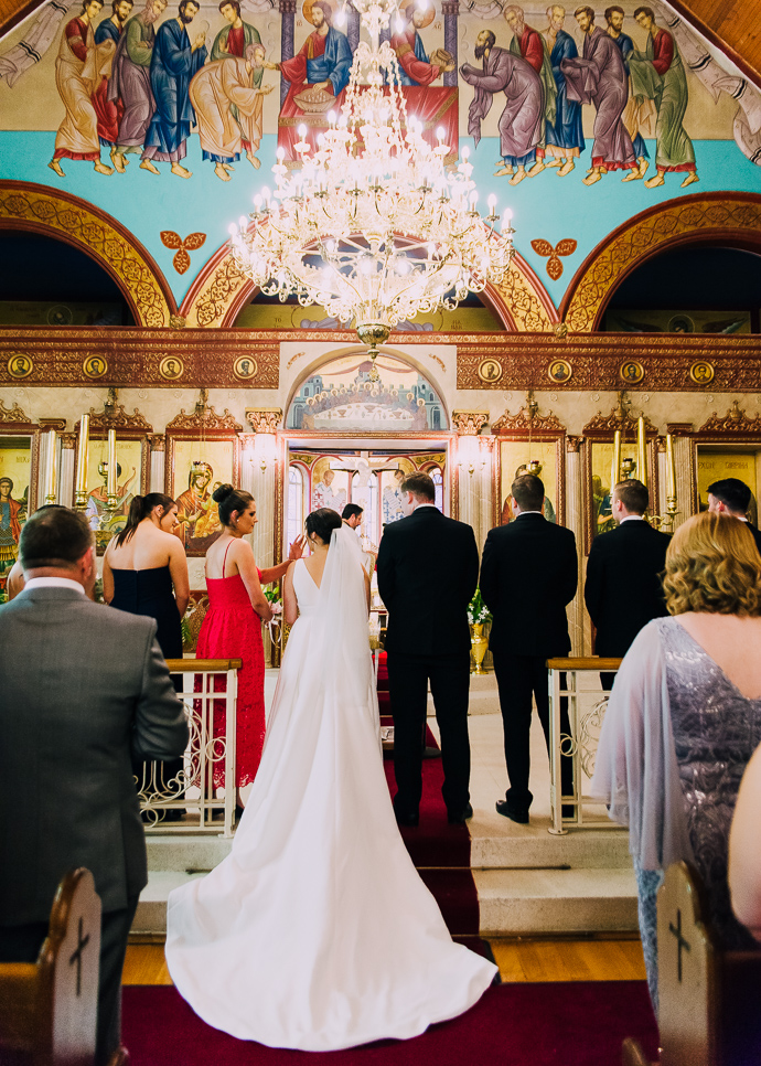 A Greek wedding ceremony inside St Eustathios in South Melbourne