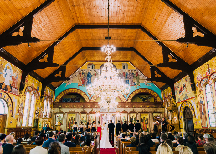 A Greek wedding ceremony inside St Eustathios in South Melbourne