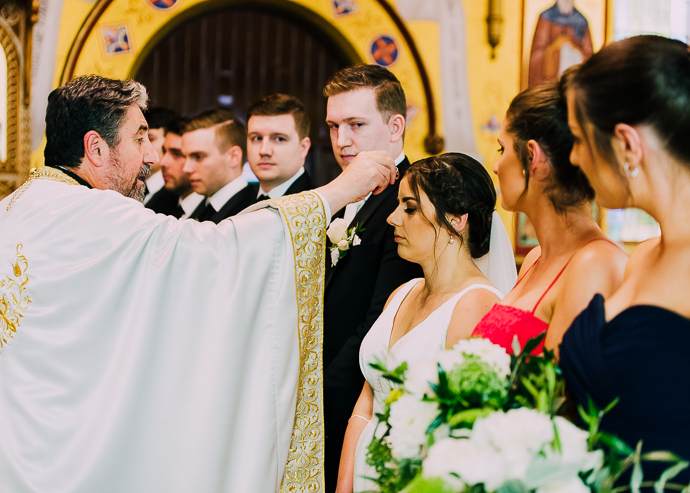 A Greek wedding ceremony inside St Eustathios in South Melbourne