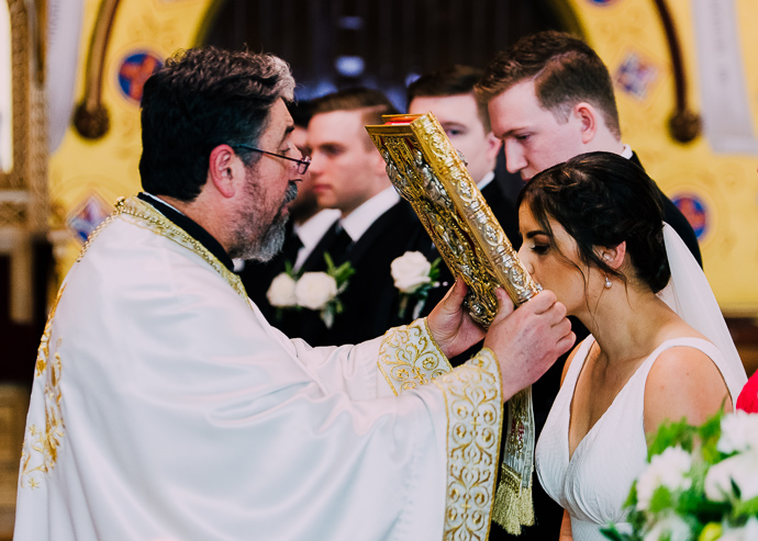 A Greek wedding ceremony inside St Eustathios in South Melbourne