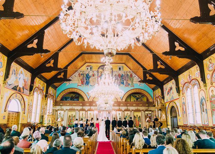 A Greek wedding ceremony inside St Eustathios in South Melbourne