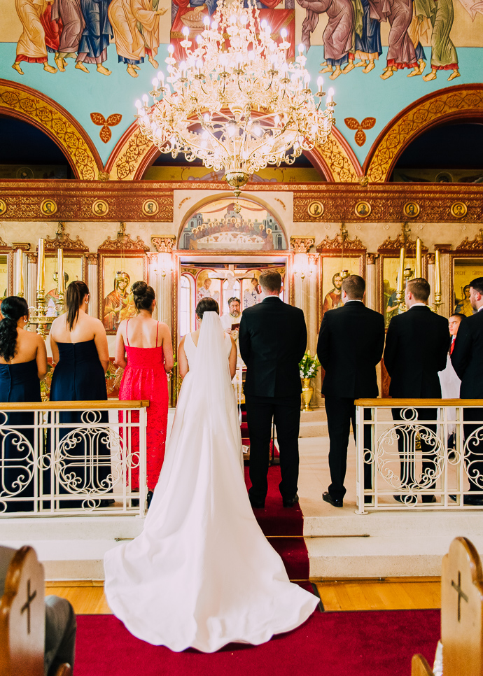 A Greek wedding ceremony inside St Eustathios in South Melbourne