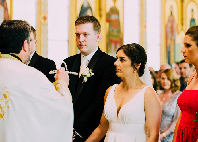 A Greek wedding ceremony inside St Eustathios in South Melbourne