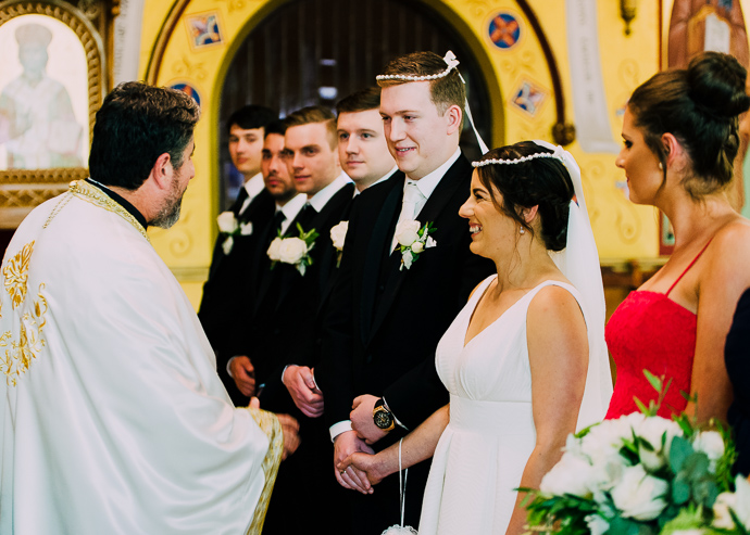 A Greek wedding ceremony inside St Eustathios in South Melbourne
