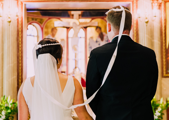 A Greek wedding ceremony inside St Eustathios in South Melbourne