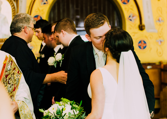 A Greek wedding ceremony inside St Eustathios in South Melbourne